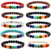 Newst 7 Chakra Bracelet Men Black Lava Healing Balance Beads Reiki Buddha Prayer Natural Stone Yoga Bracelet For Women